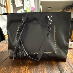 Weimeibaige Boho Leather Tote Bag Braided Straps Large Zippered Leather Purse